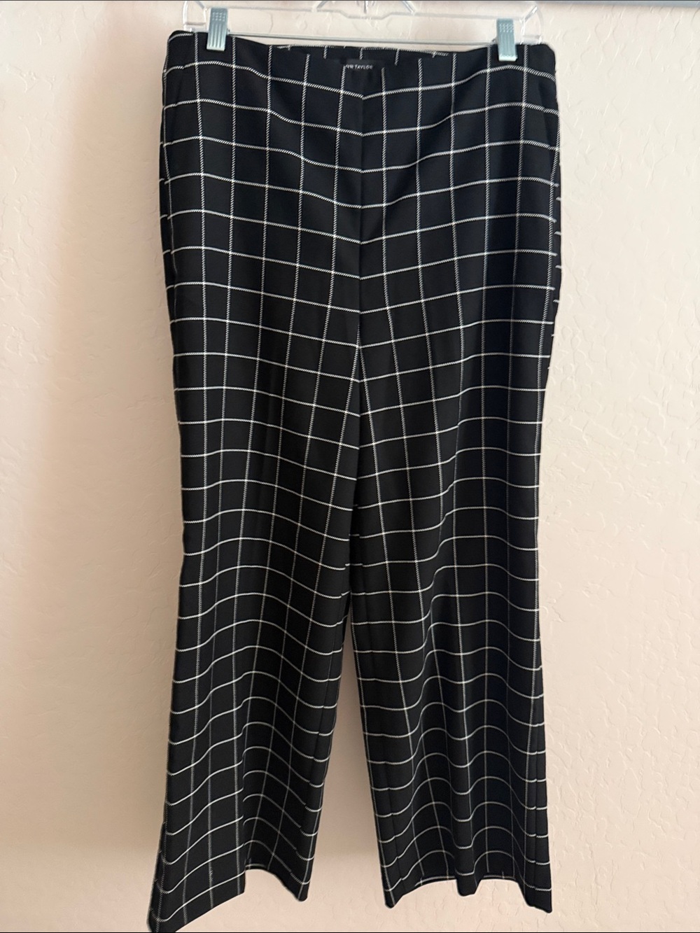 Ann Taylor NWT Black Windowpane Wide-Leg Pants